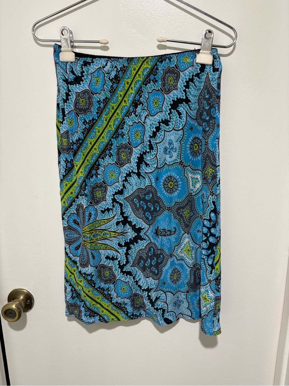 The Limited Blue & Green Paisley Midi Skirt